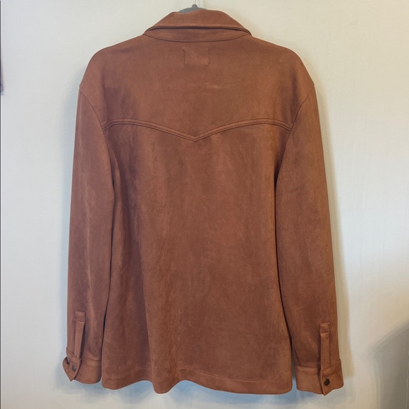 Frye Men’s Faux Suede Relaxed Fit Shirt Jacket Shacket – Brown Tan (Size M) - Picture 7 of 9